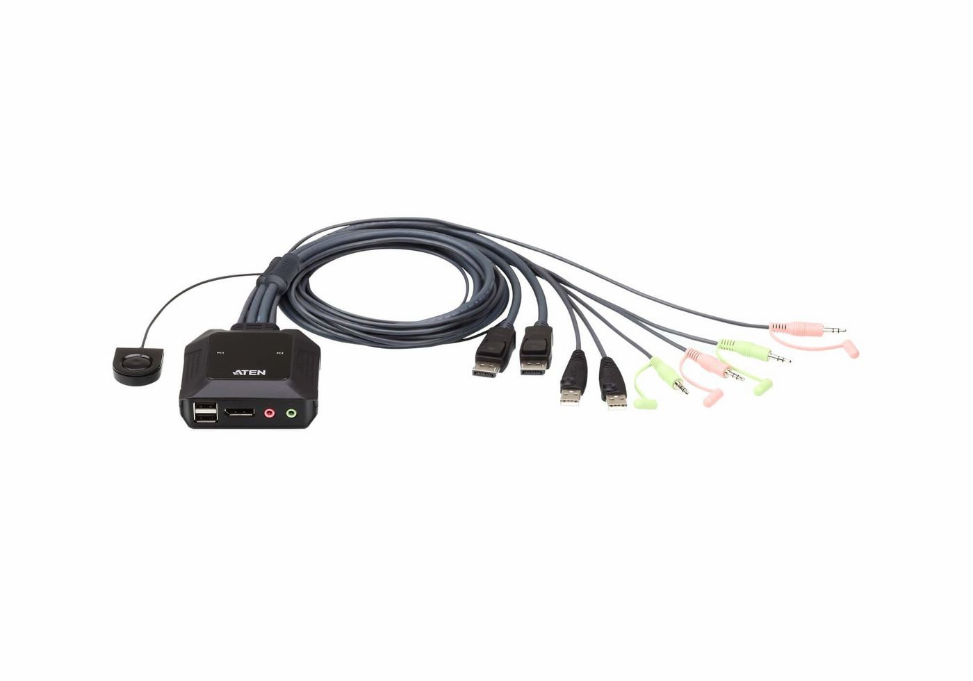 Aten CS22DP-AT CS22DP 2-Port Cable KVM Switch USB and DisplayPort with Remot ~E~