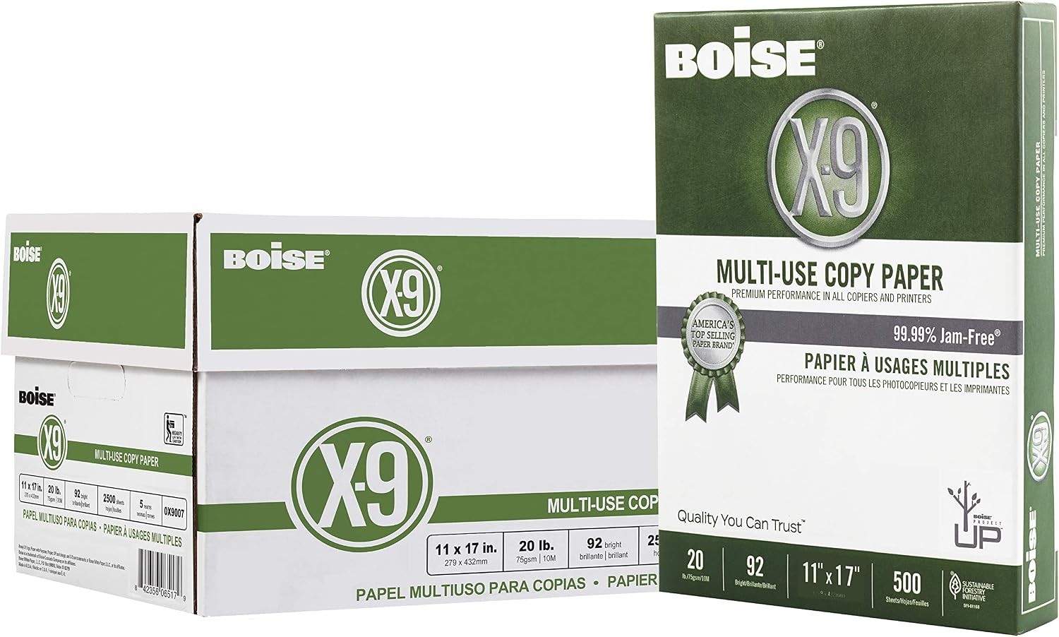 Boise X-9 Multi-Use Printer & Copy Paper 5 Reams White Ledger (11in x 17in)