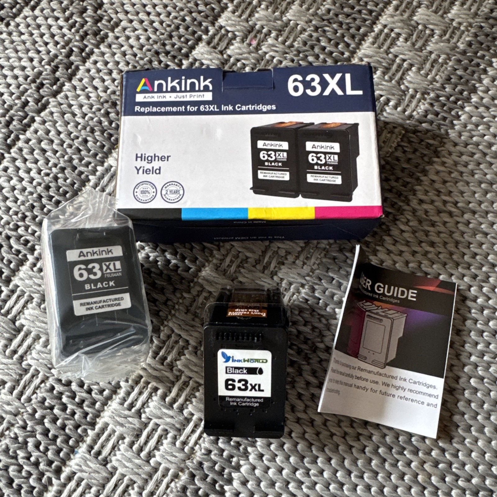 Ankink Higher Yield 63XL Black Ink Replacement For HP63 & HP63xl BSHP63XL2B