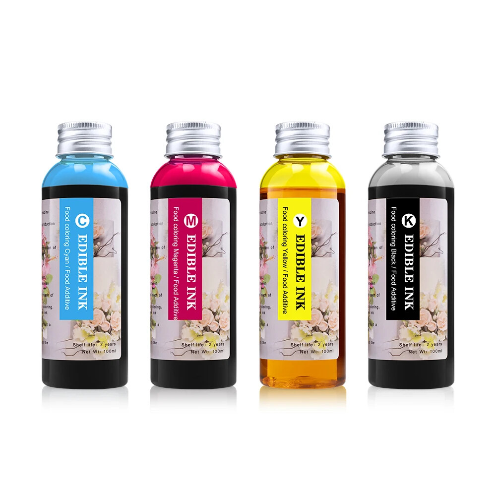 4-Color Edible Ink Refill, 2 Sets 100ML per Bottle, fits Canon IP7270