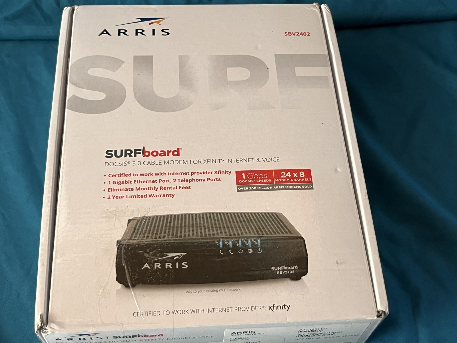 ARRIS SURFboard SBV2402 DOCSIS 3.0 Cable Modem Comcast Xfinity Internet & Voice