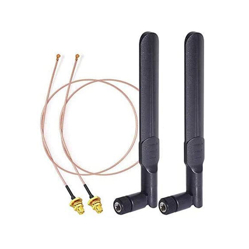 2pcs Bingfu Dual Band WiFi 2.4GHz 5GHz 8dBi RP-SMA Male Antenna U.FL IPX Cable 