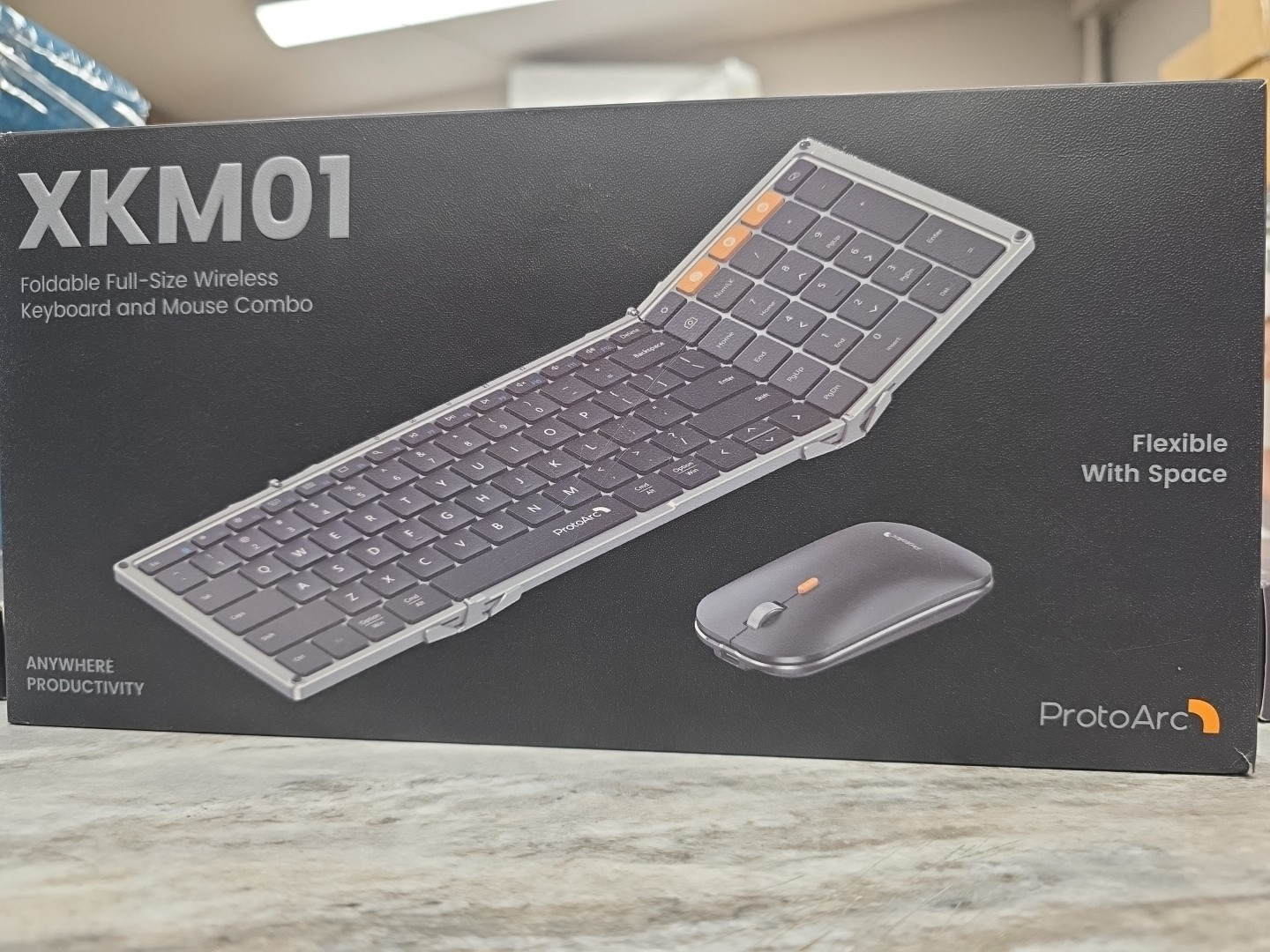 ProtoArc XKM01 Foldable Full-Size Wireless Keyboard & Mouse Combo Portable