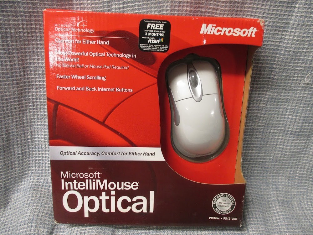 Microsoft Intellimouse Optical Mouse PC MAC USB PS/2 D58-00026 | New