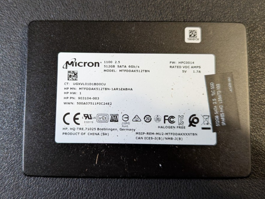 Micron 1100 512GB SATA 6Gbps 2.5" Solid State Drive - MTFDDAK512TBN