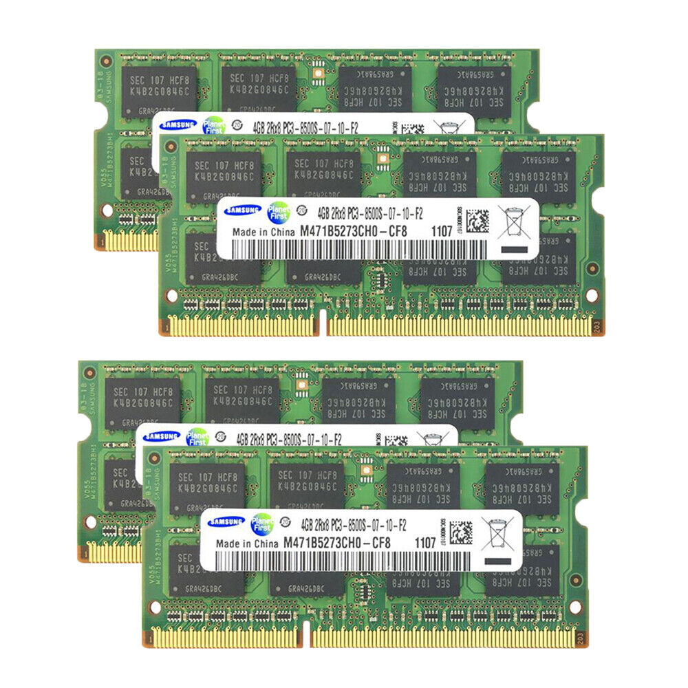 16GB Kit (4x 4GB) DDR3 1066MHz PC3-8500S 204Pin Laptop Memory RAM For Samsung