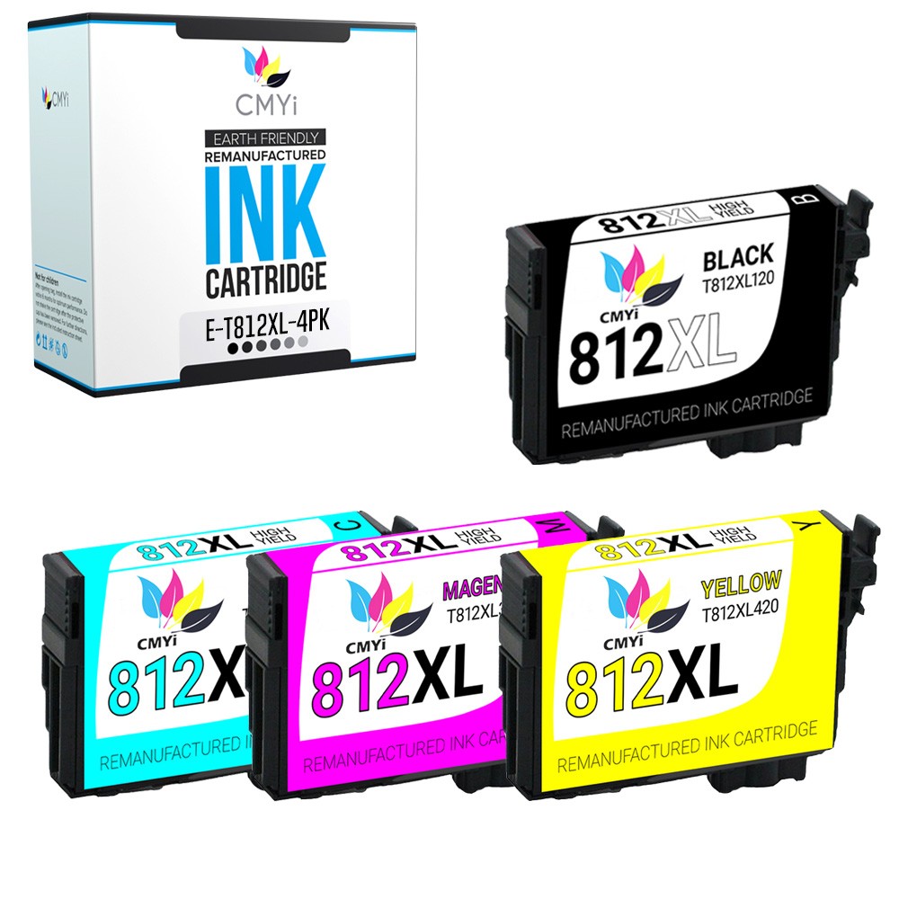 4Pack CMYi Replacement 812XL Ink Cartridges for Epson WorkForce EC-C7000 WF-7310