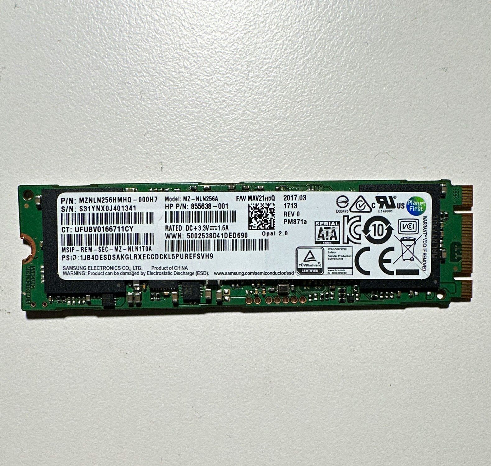 Samsung PM871a 256GB M.2 SATA Internal SSD TRIM MZNLN256HMHQ-000H7