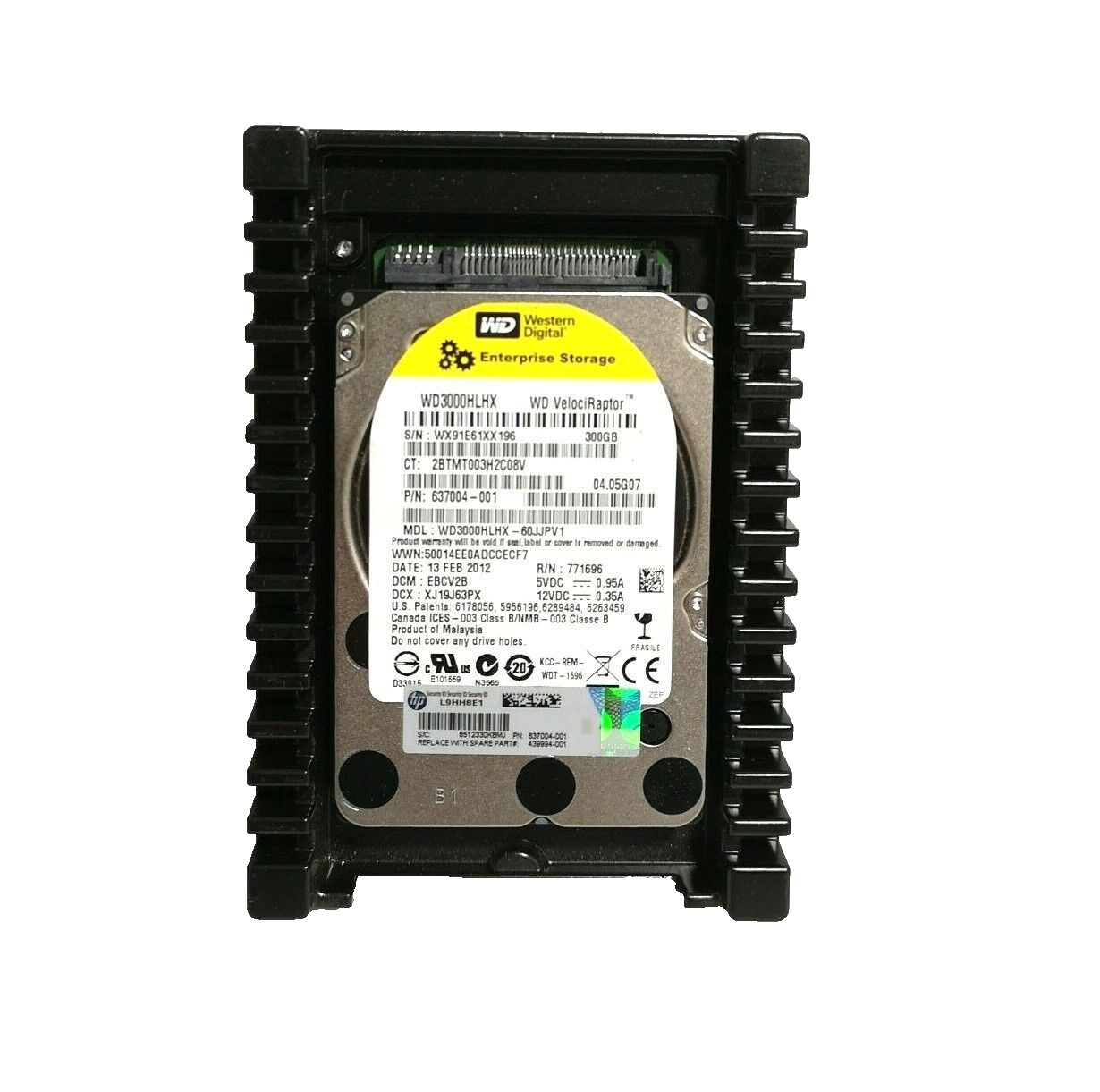 WD3000HLHX Western Digital VelociRaptor 300GB SATAIII 2.5" Hard Drive USED.