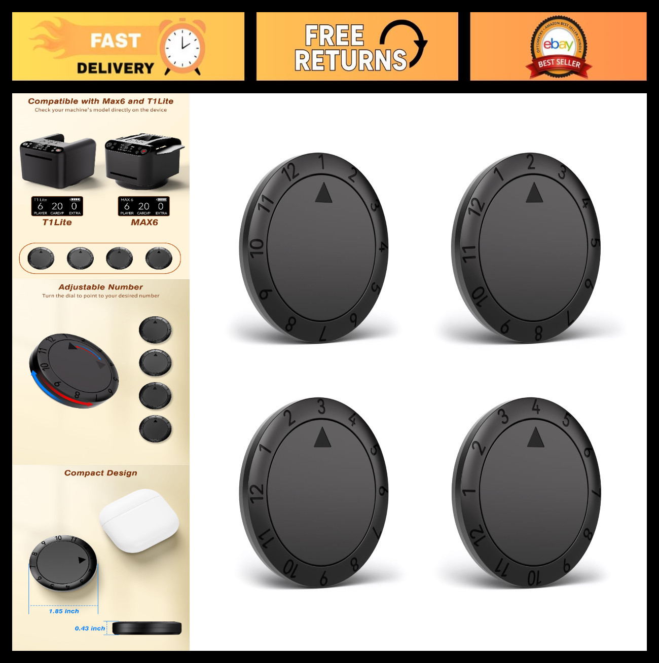 4-Pack Wireless Poker Dealing Remotes for Card Shufflers & Dealers - Hands-Free