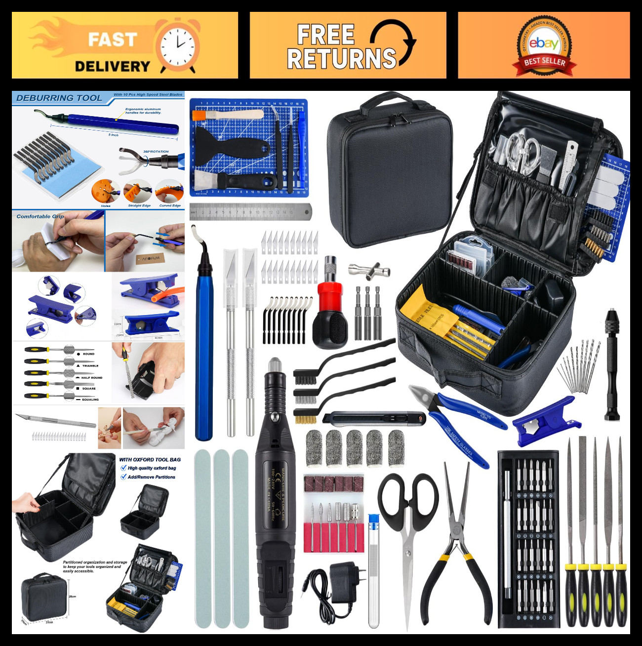 124Pcs 3D Printing Tool Kit with Bag - Deburring, Nozzle Cleaning, Scrapers & Fi