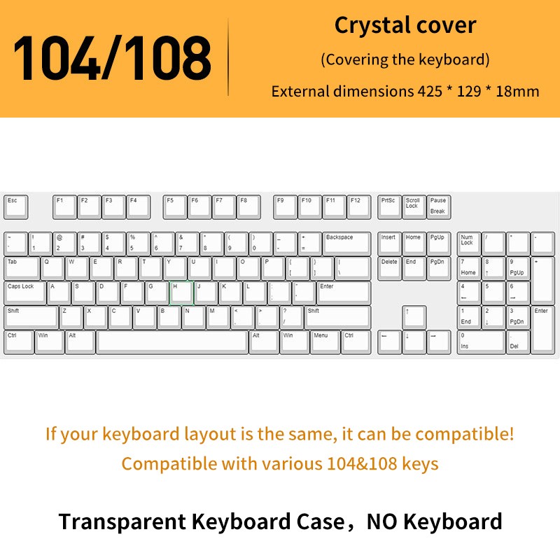 78/108 Keys Acrylic Transparent Dust-Proof Keyboard Case Mechanical Keyboard