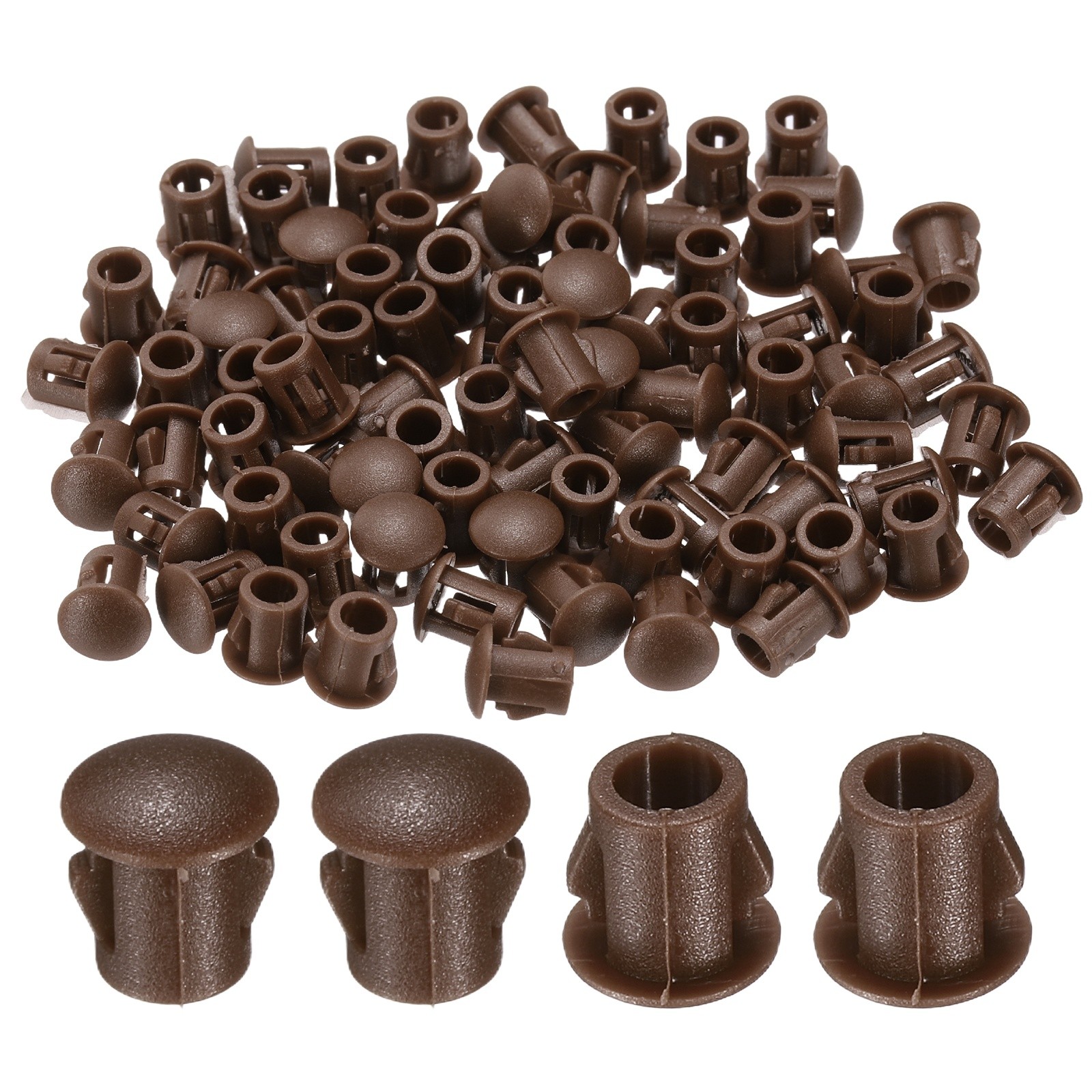 100-PackBrown Hole Plugs, 5mm / 0.2 Inch Plastic Hole Cover Panel Plugs