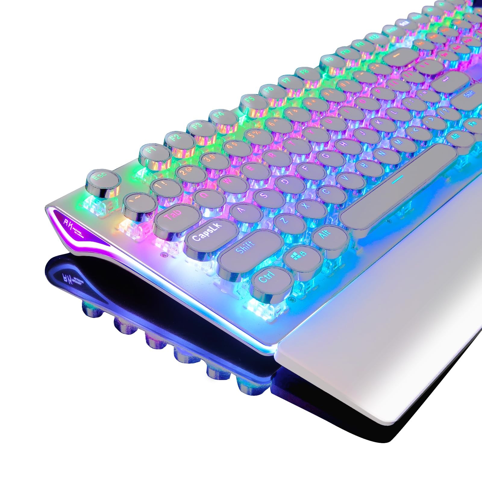 S108 Typewriter Gaming Keyboard, Retro RGB Mechanical Keyboard, Full Size Wir...