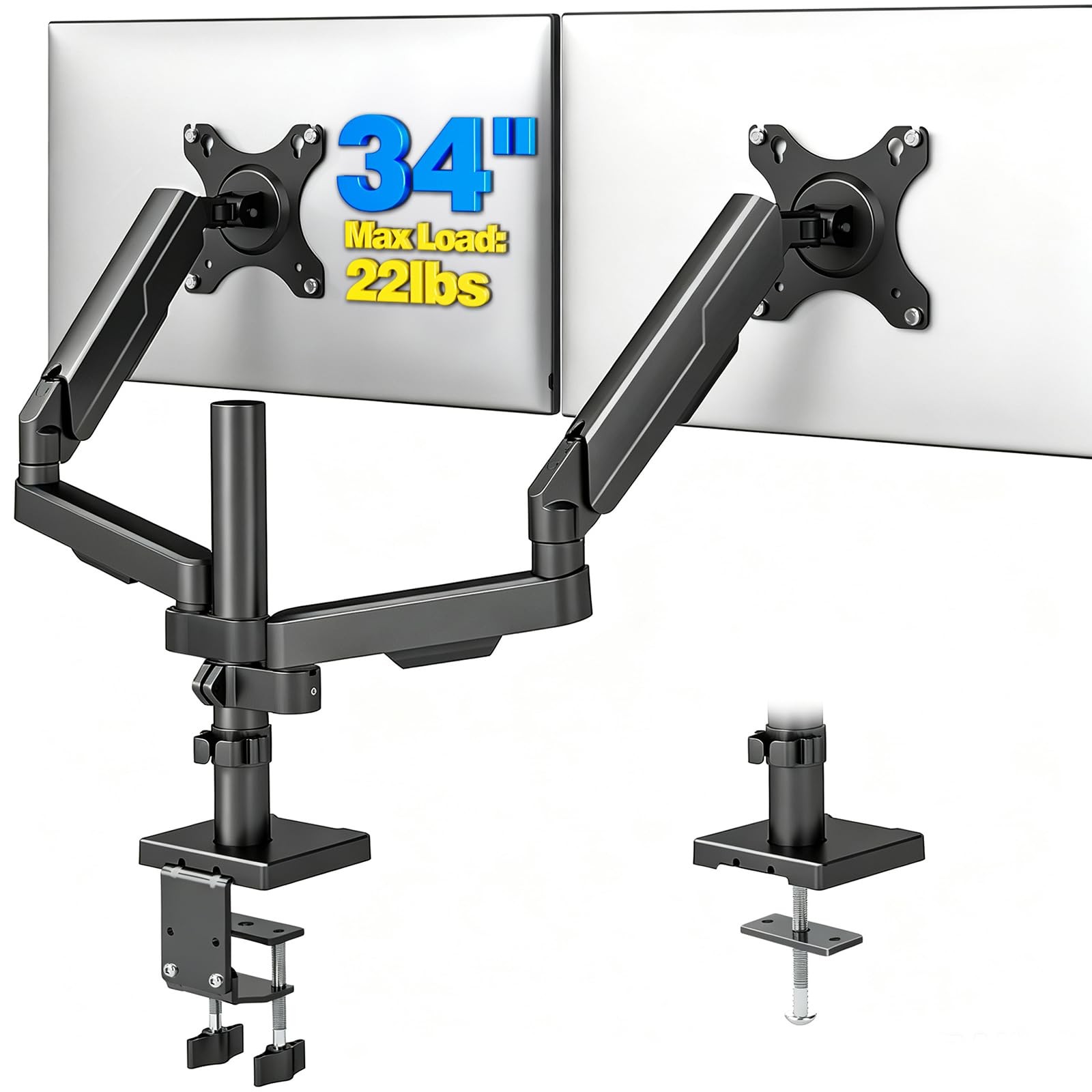 Rfiver Dual Monitor Stand Desk Mount for 17-34" Screens Holds Arm, Black