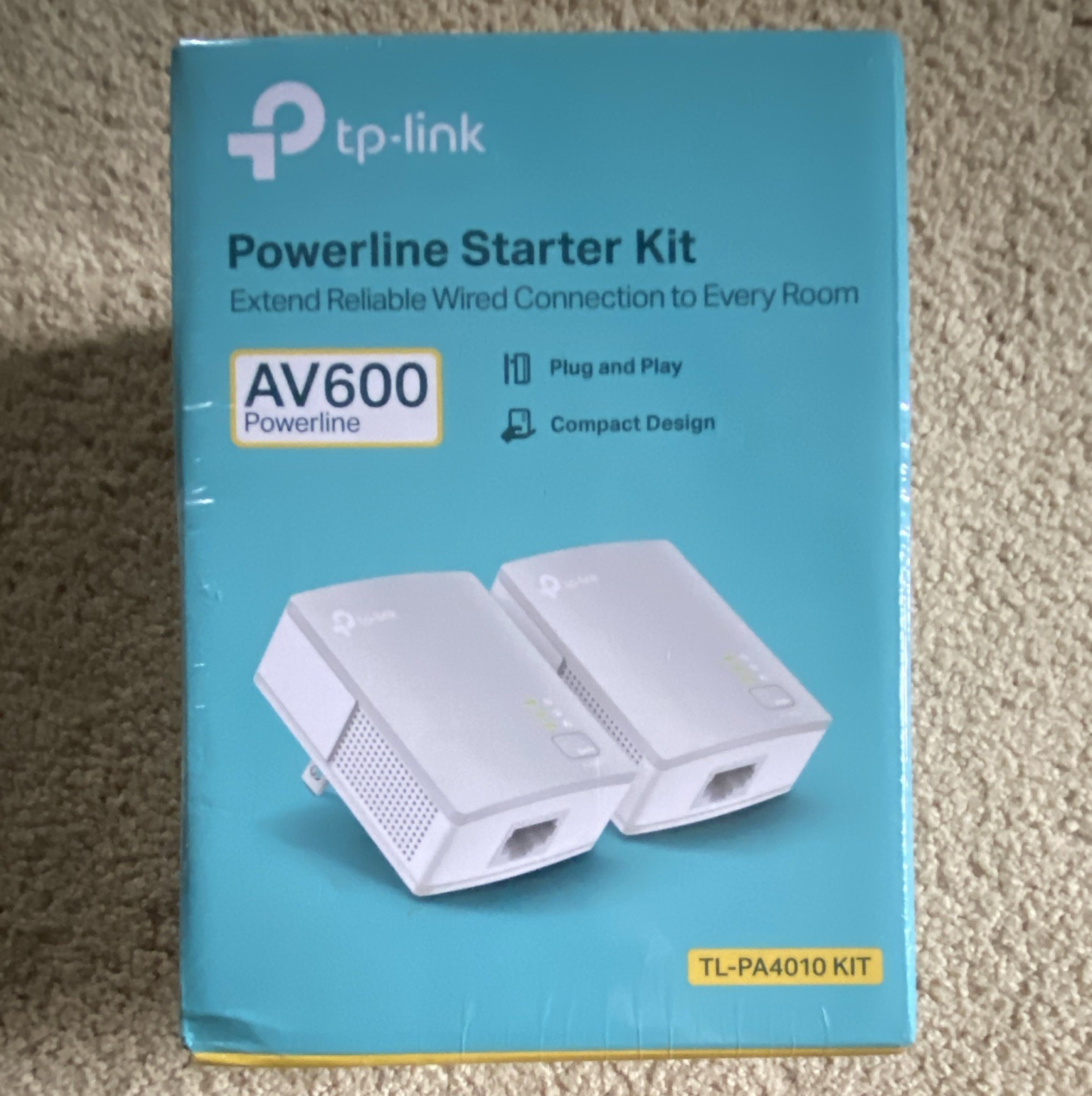 TP-LINK AV600 600Mbps Powerline Starter Kit 2 Adapters Plug & Play TL-PA4010
