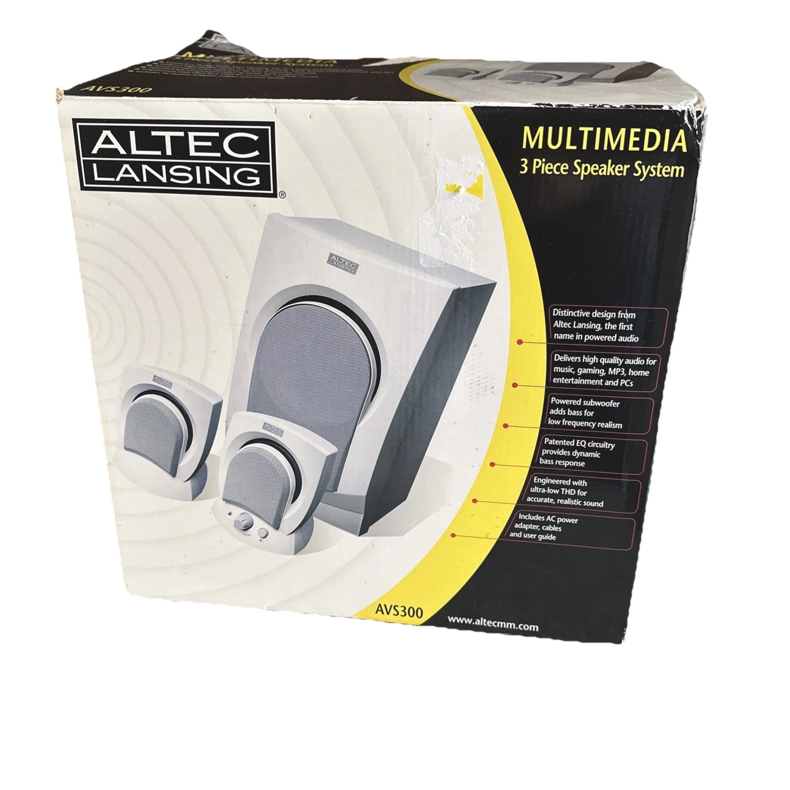 Altec Lansing AVS300 Computer Speaker System Subwoofer MISSING Power Supply READ