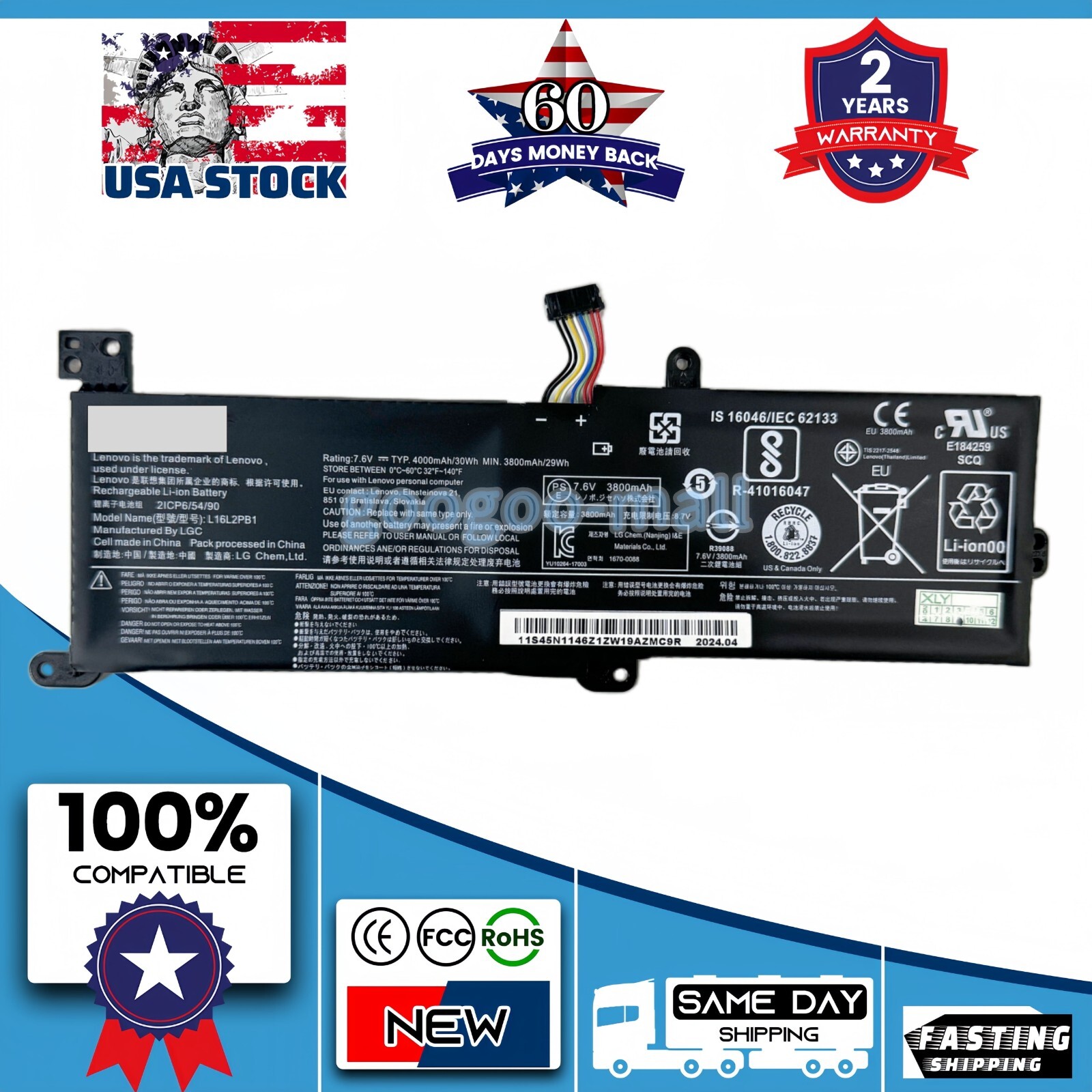 Original L16L2PB1 L16L2PB2 Battery For IdeaPad 320-15ABR V320 L16C2PB2 L16M2PB2