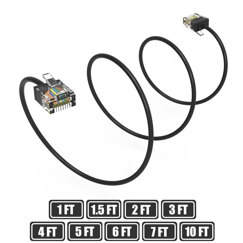 1-10FT Cat6A RJ45 Super Slim Network LAN Ethernet Patch Cable UTP 32AWG Gold