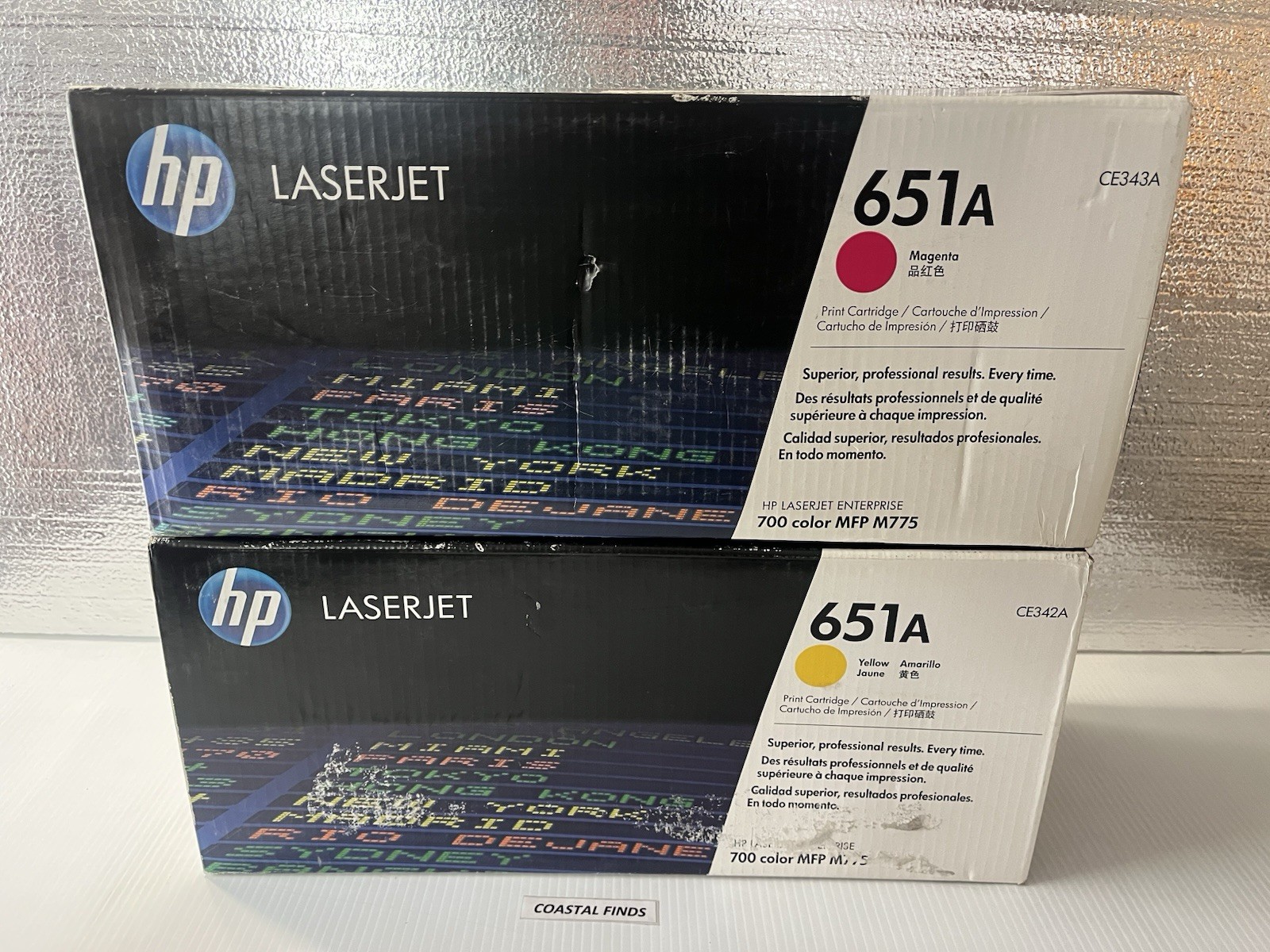 HP 651A Toner Cartridge Lot (2) CE342A CE343A Yellow Magenta NEW OEM Sealed 700