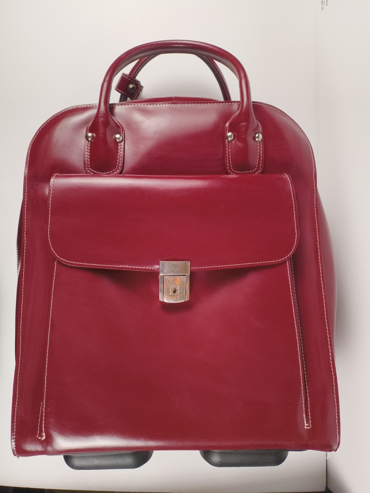 Mcklein Red Leather Women Wheeled Professional Laptop Briefcase Bag For Office 