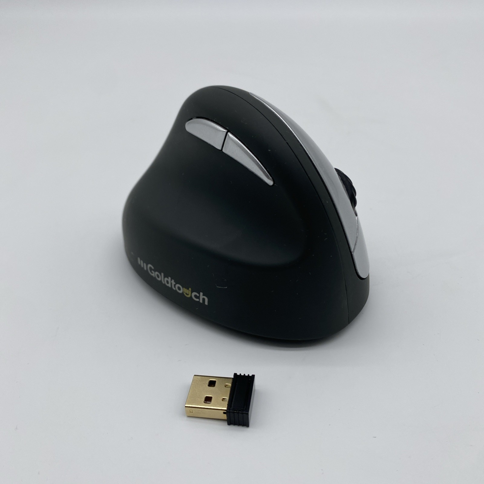 Goldtouch KOV-GSV-RMW Silver/Black Wireless USB Left Handed Semi-Vertical Mouse