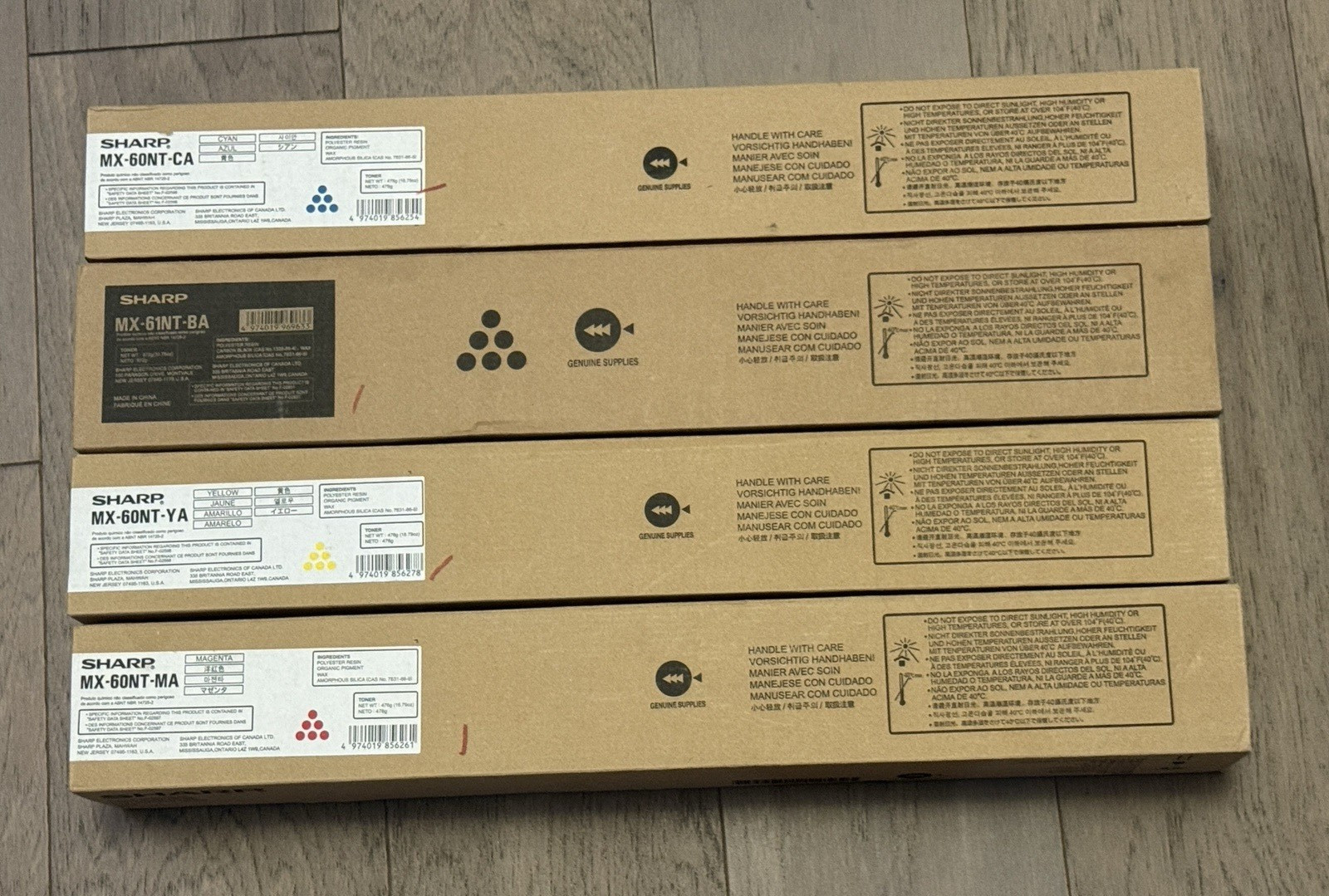 Genuine Sharp MX-61NT-BA, MX-61NT-CA, MX-61NT-MA, MX-61NT-YA Full CMYK Toner Set