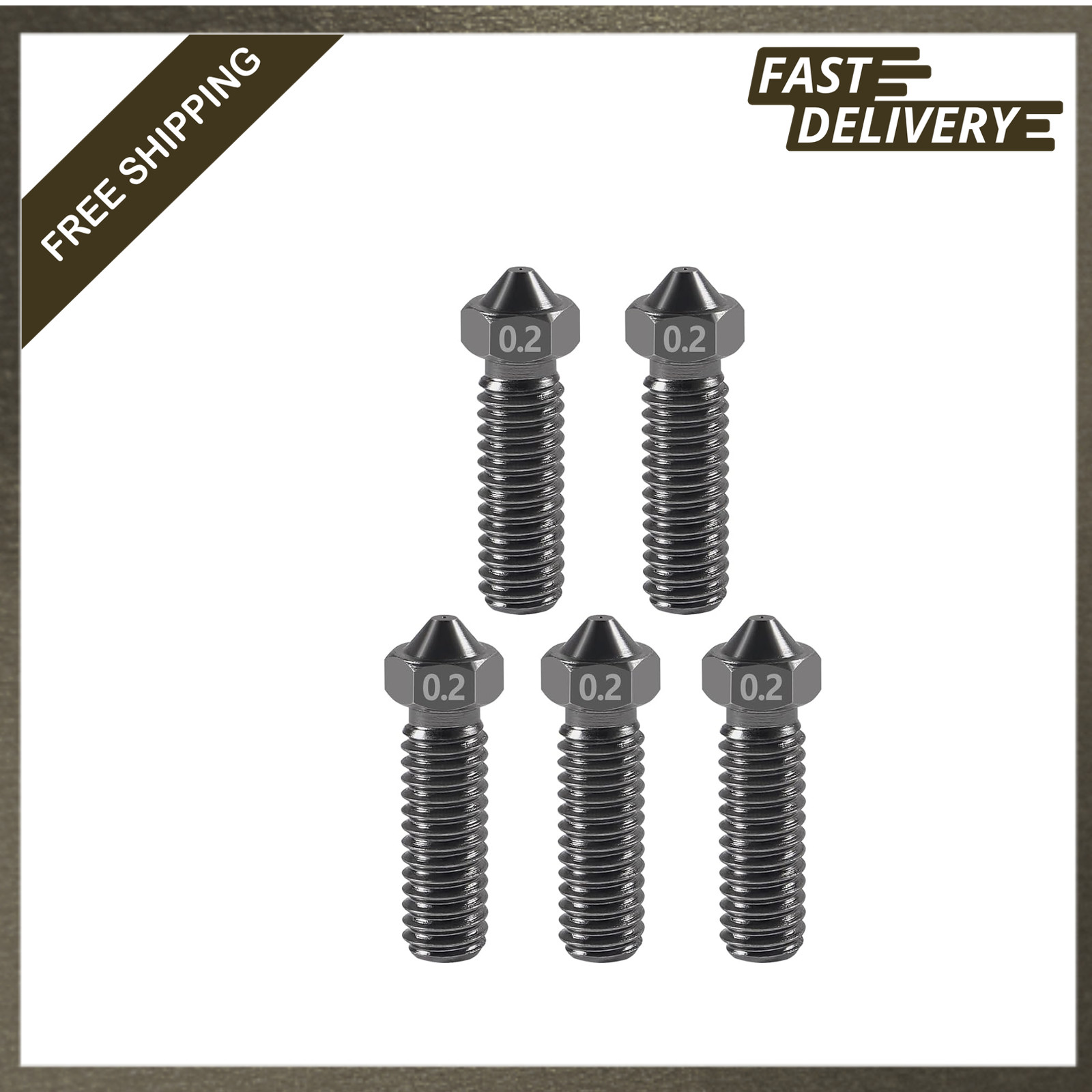 Hardened Steel Nozzle for Volcano 3D Printer 0.2mm M6 Thread High Temperature