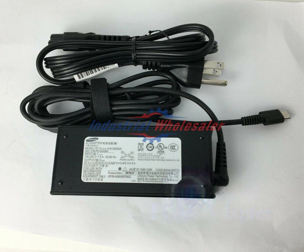 New Original Samsung Galaxy Book NP750TDA-XD1US A18-065N2A 65W 20V USB-C Adapter