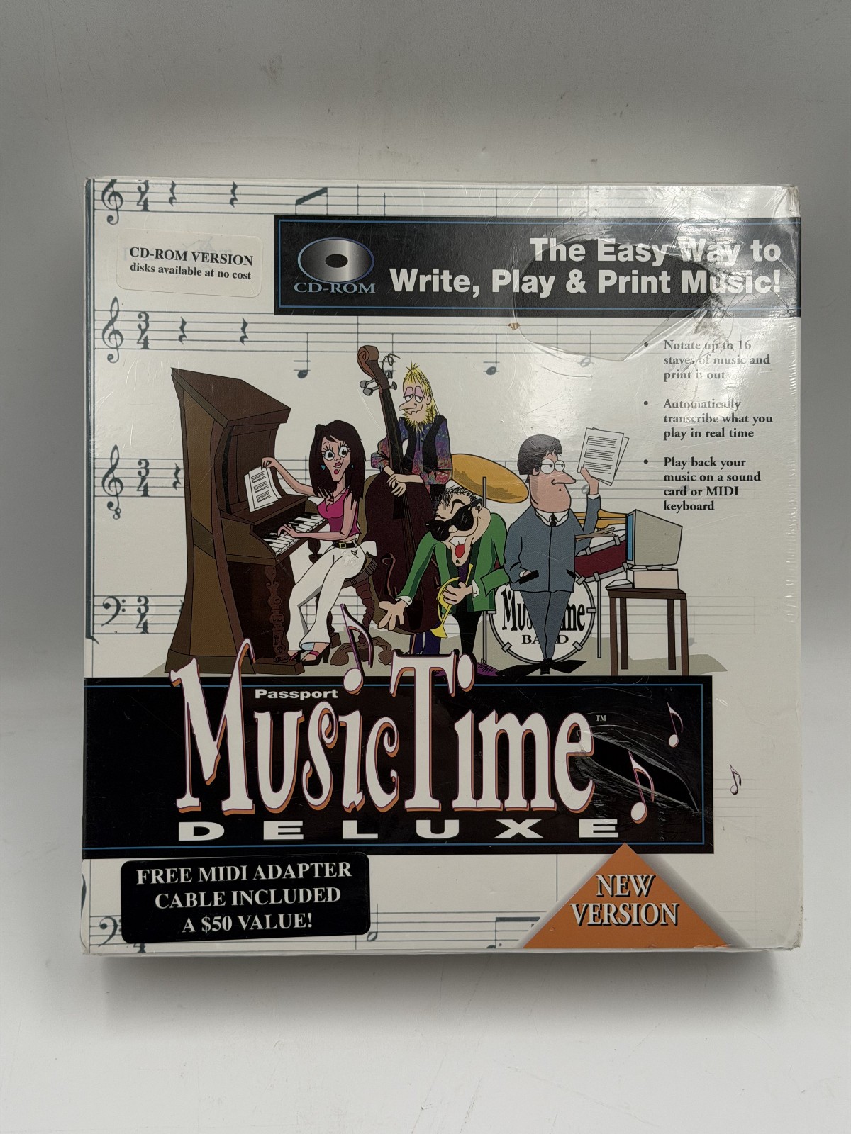 Music Time Deluxe for Windows 3.1 95with Midi Adapter Passport 1996