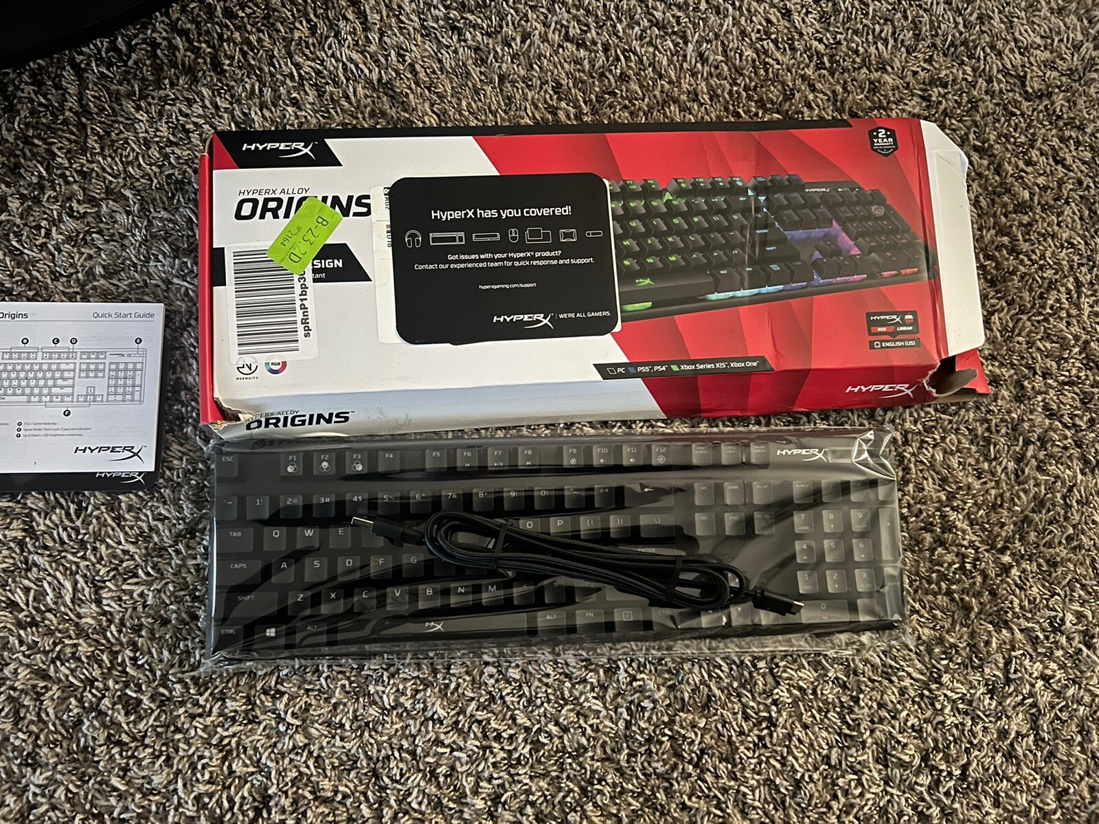 Open Box UNUSED- HyperX Alloy Origins RGB With Red linear Switches