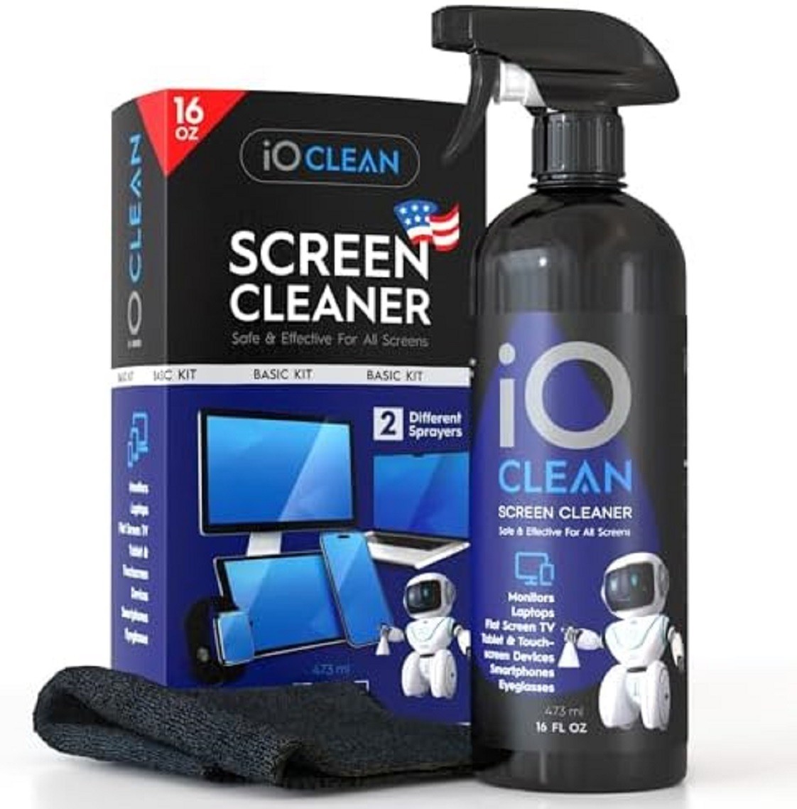 iO CLEAN 16oz Screen Cleaner Spray – Best Large Cleaning Kit