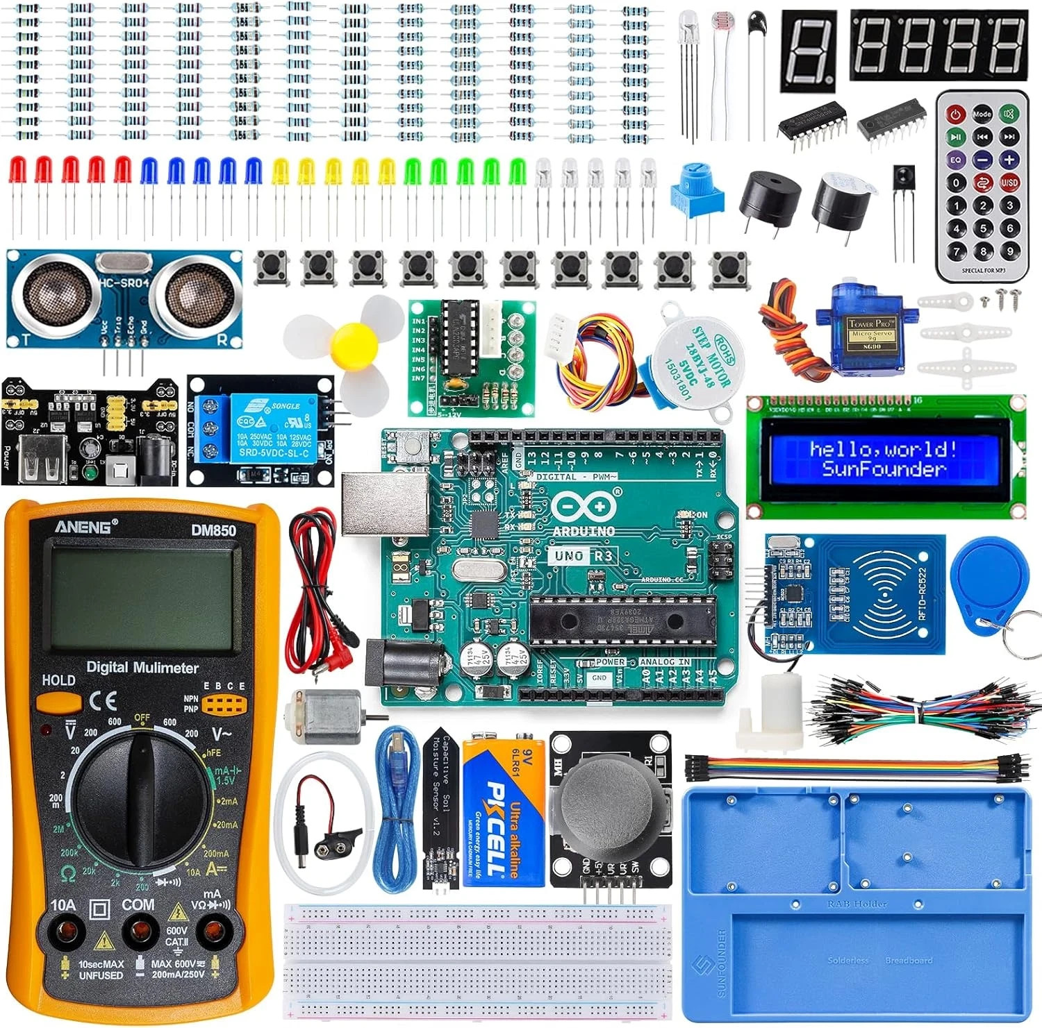 Inventor Lab Starter Kit with Original Arduino Uno R3 REV3 Multimeter 34 Project