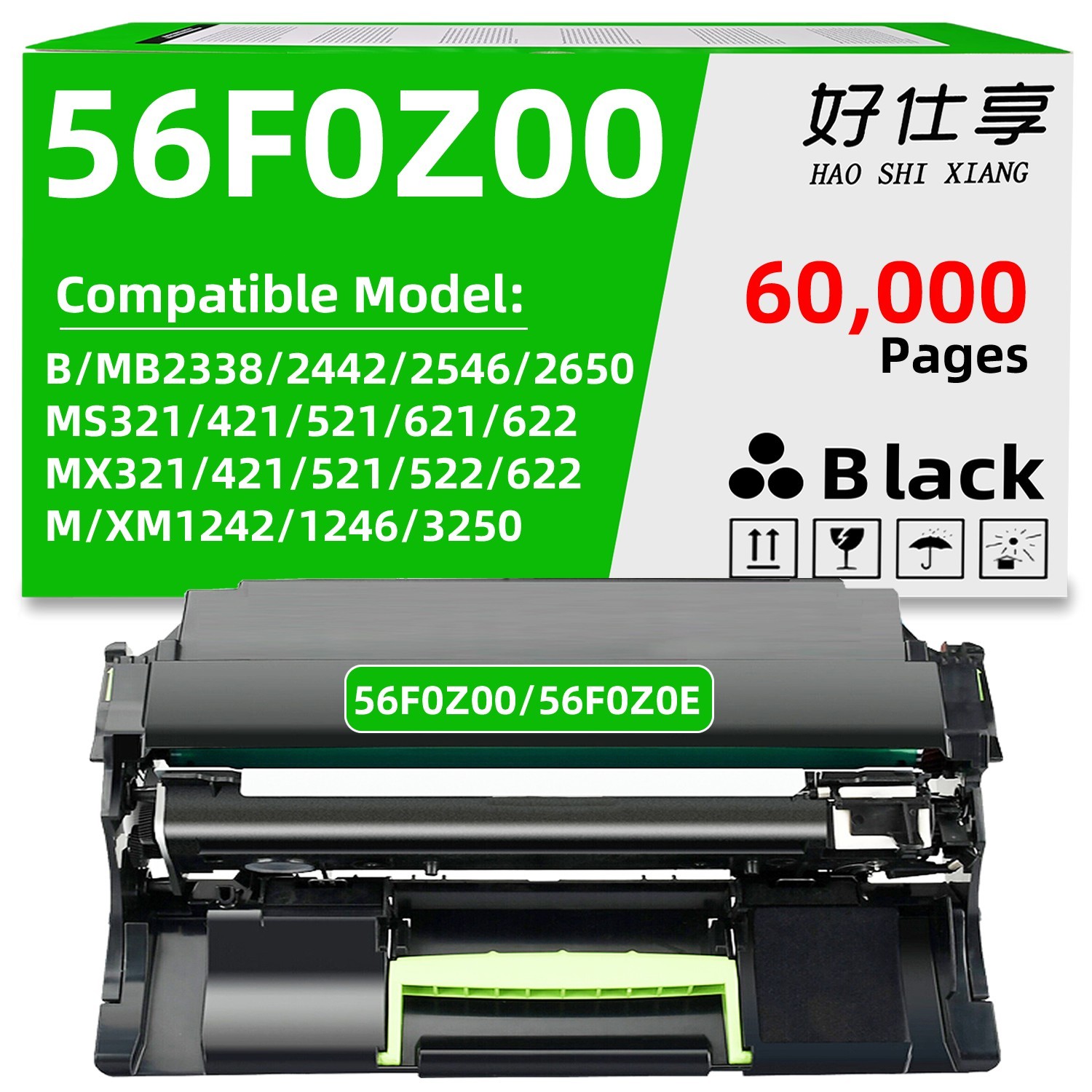 56F0Z00 Drum Unit Compatible for Lexmark MS/MX321/421/521/622 MX522 MS621