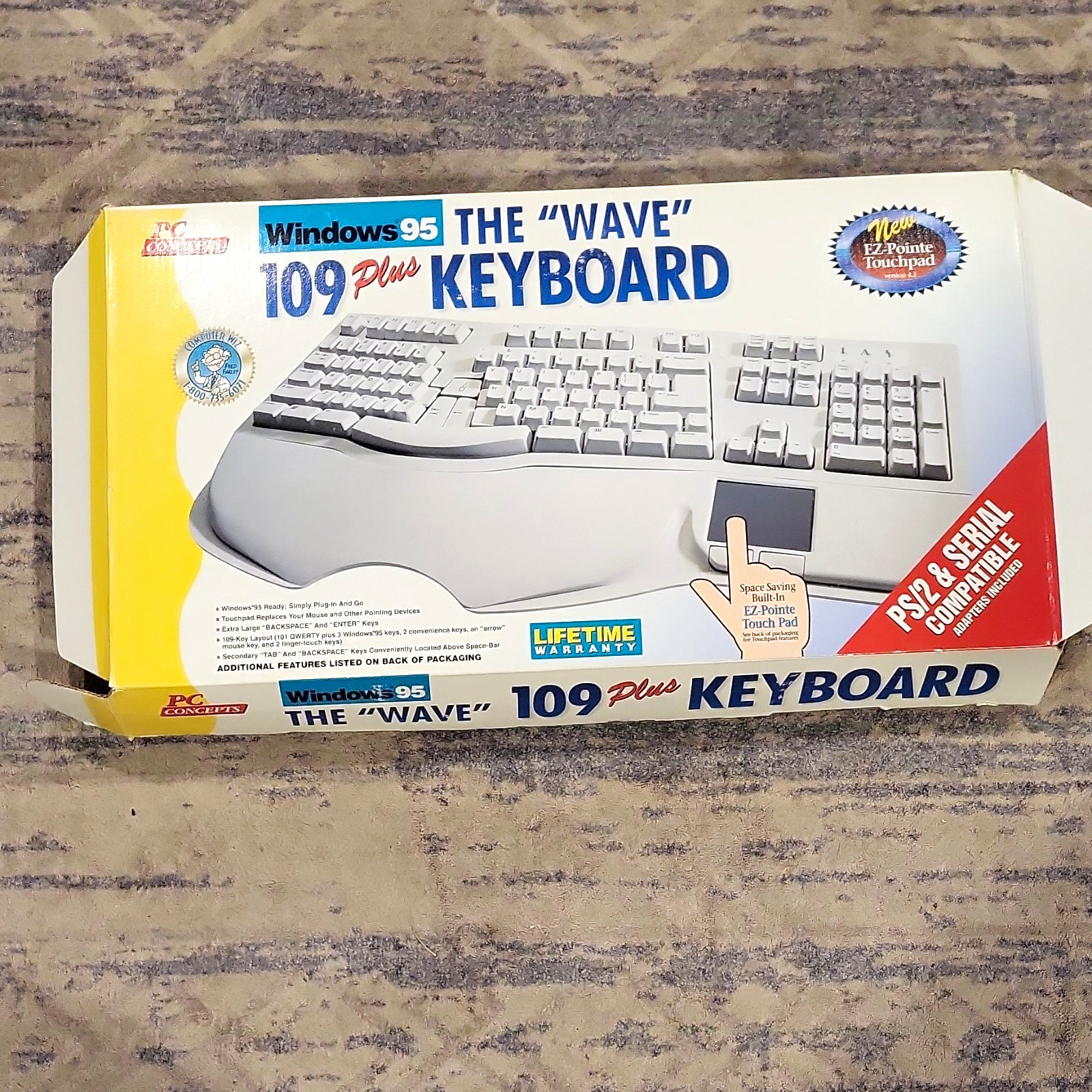 Vintage PC Concepts The Wave 109 Plus Keyboard PS/2 Touchpad Open Box New
