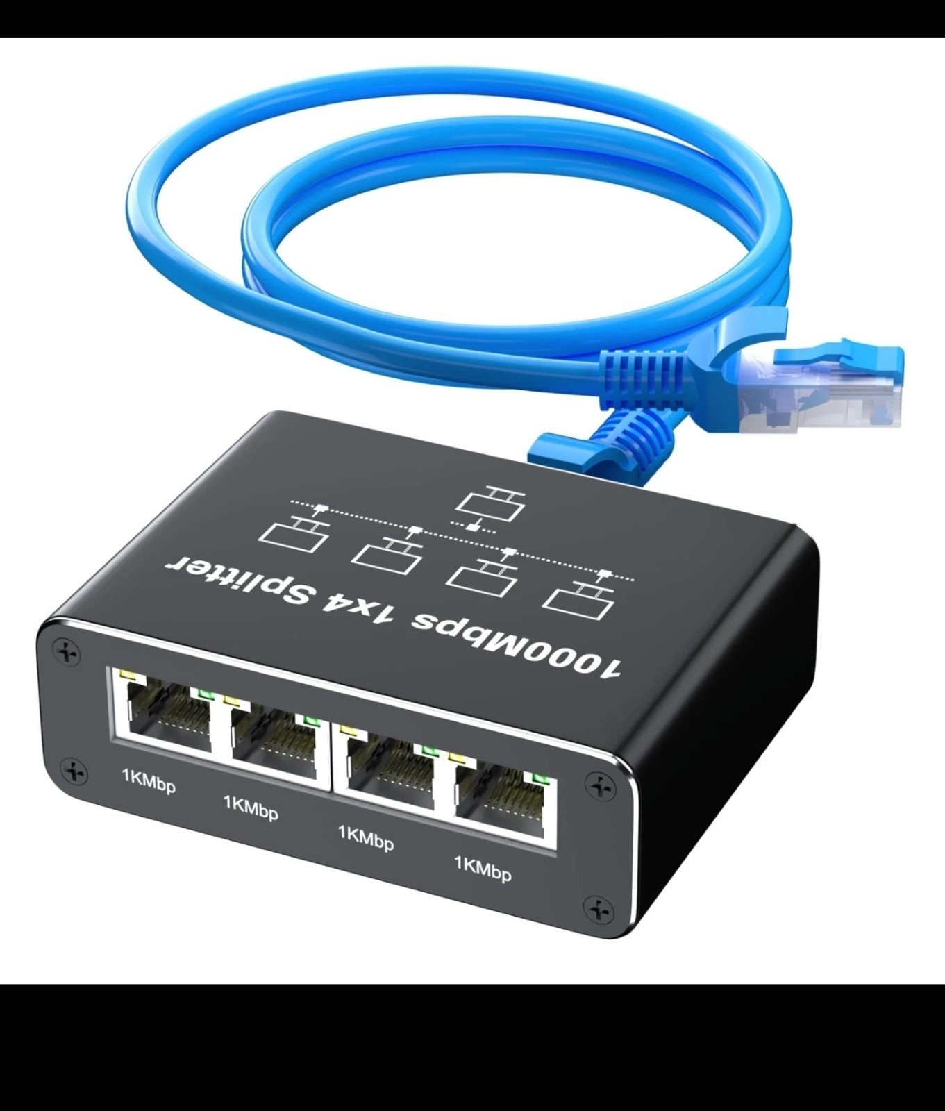 Ethernet Splitter 1 to 4 Gigabit RJ45 with 4.92ft Cat6 Cable USB Power