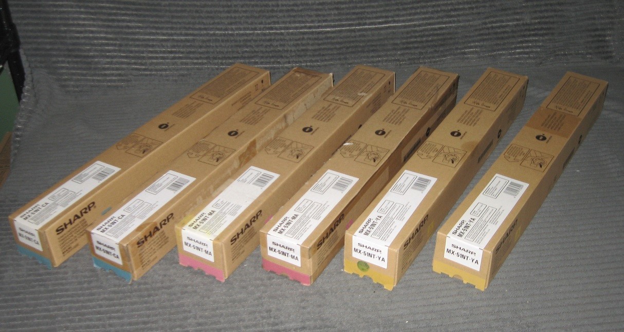 SHARP MX-51NT GENUINE TONER LOT OF SIX MX-51NT-CA, MX-51NT-MA, MX-51NT-YA NEW
