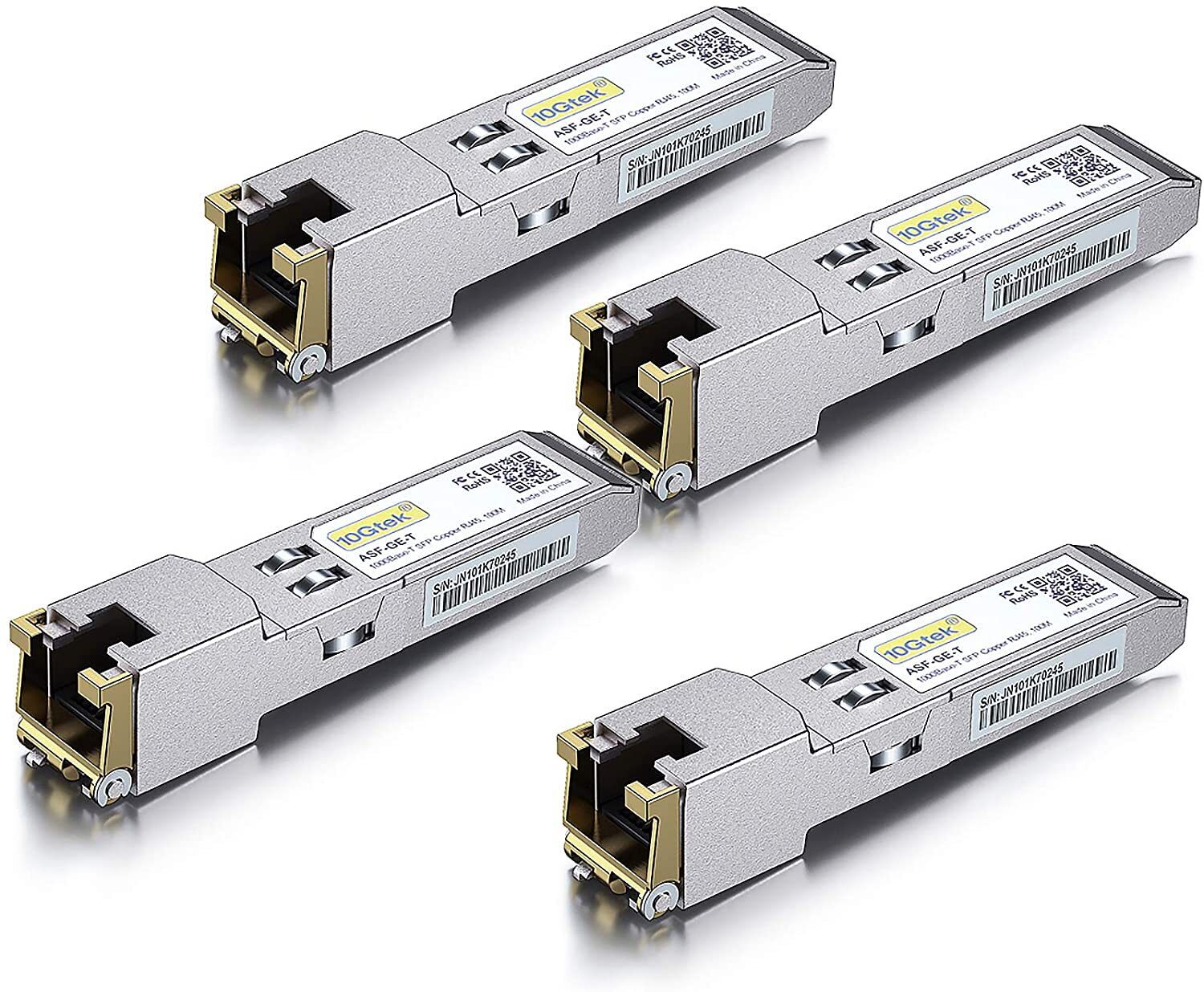 Lot of 4 Cisco GLC-T Transceiver, 1G SFP Copper RJ45 1000BASE-T Module 100m