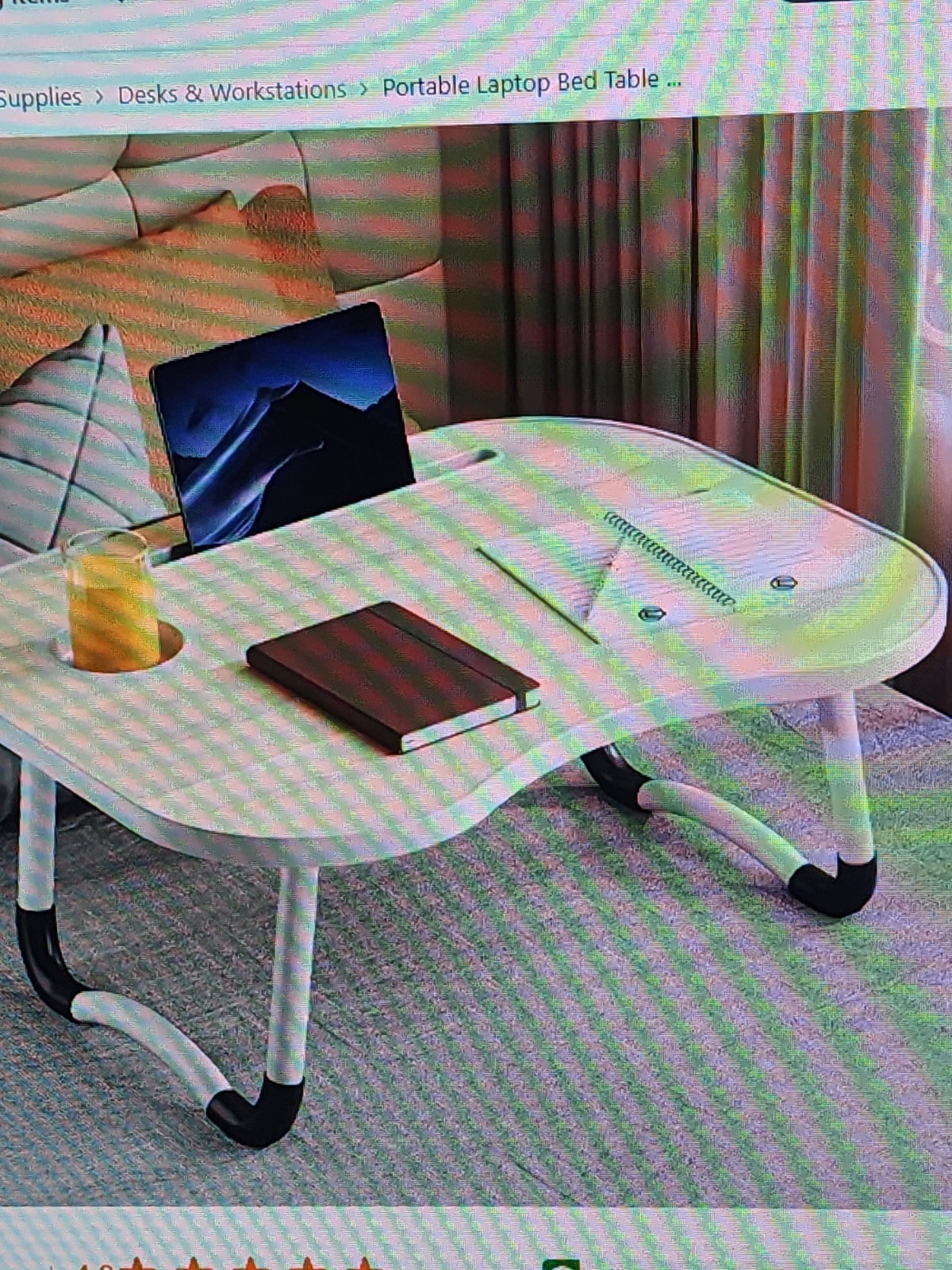 Portable Laptop Bed Table With Cupholder Multifunctional Tray Holder Card...