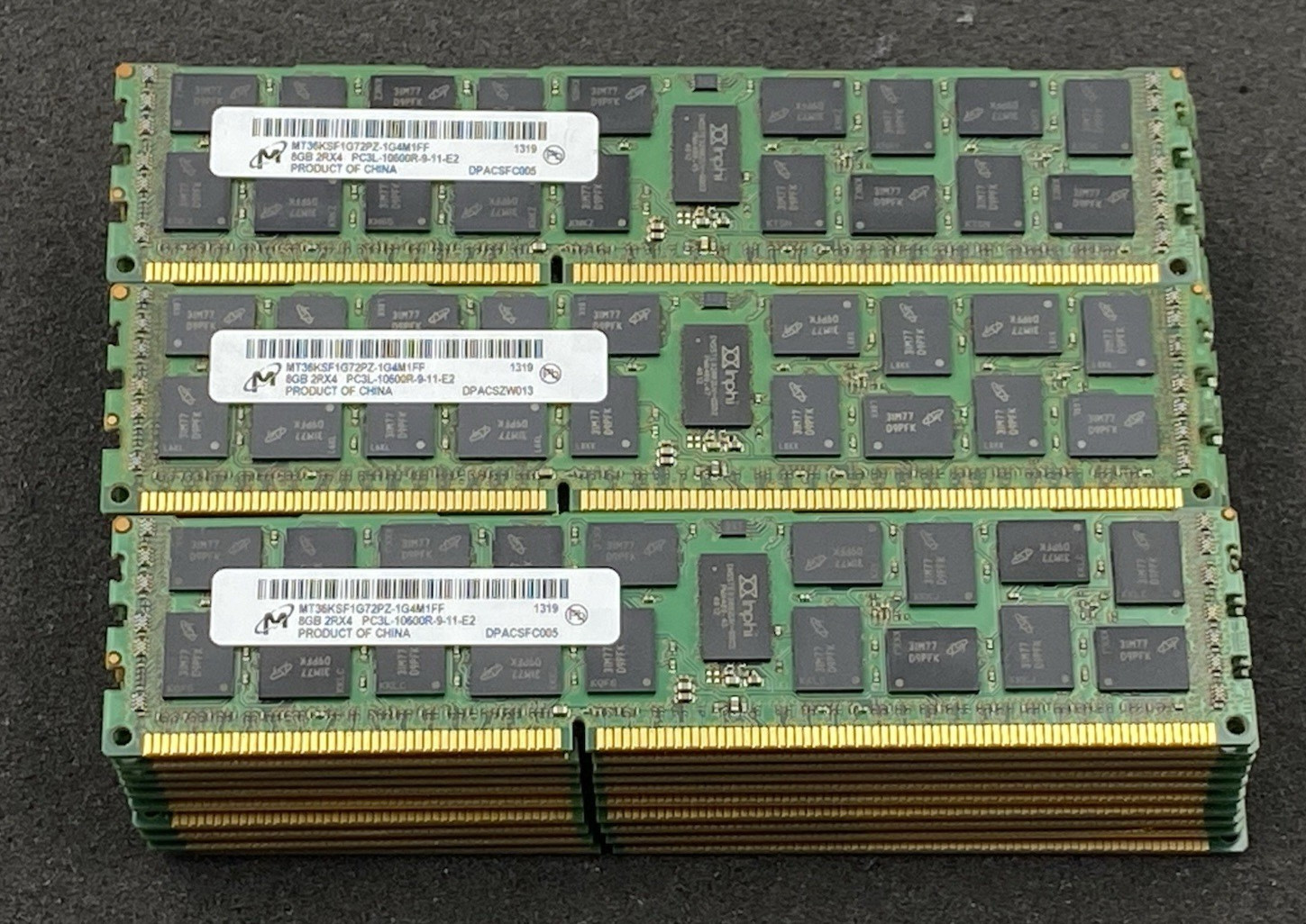 LOT OF 30 8GB 2Rx4 PC3L-10600R-9-11-E2 MT36KSF1G72PZ-1G4M1FF DDR3 Server RAM