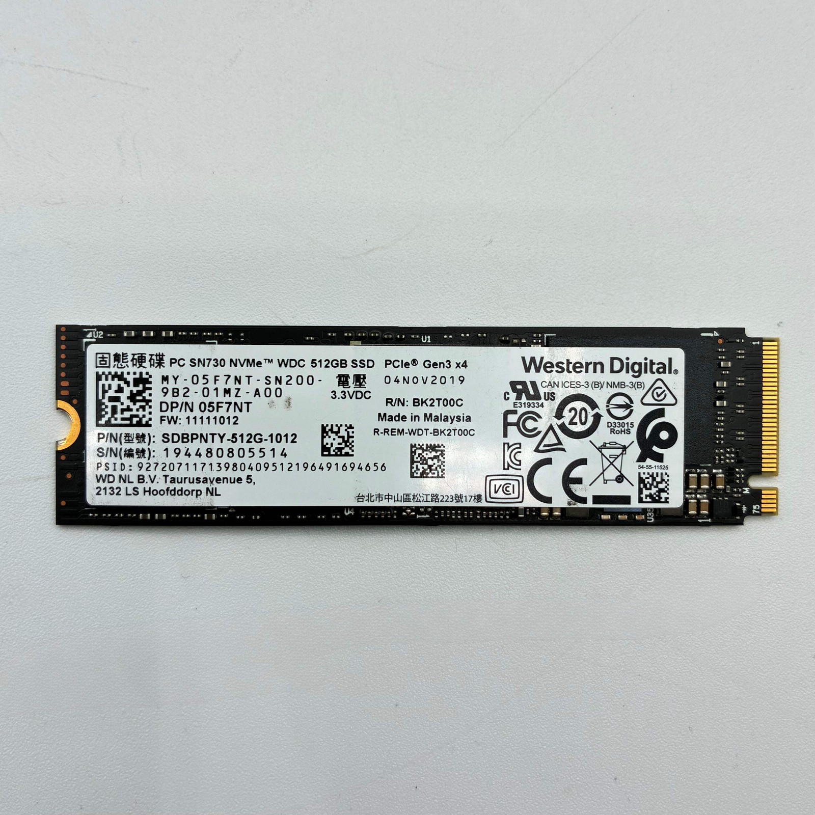 WD PC SN730 NVMe WDC 512GB SSD