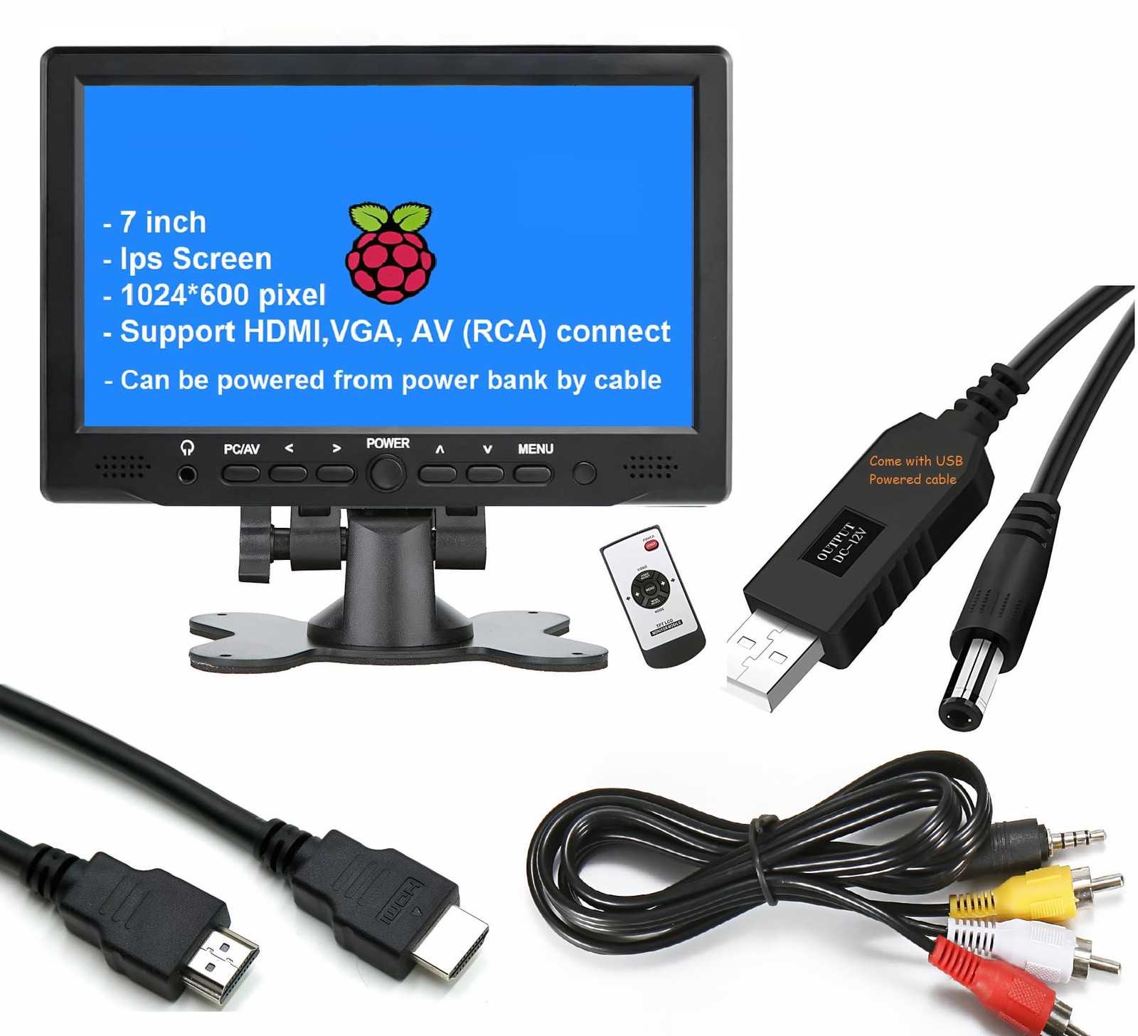 7 inch Mini Monitor HD 1080P Small Monitor Portable Monitor Screen for PC/TV/DVD