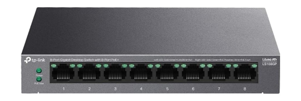 TP-LINK 8-Port LITEWAVE-LS108GP 62W Unmanaged Gigabit PoE+ Switch