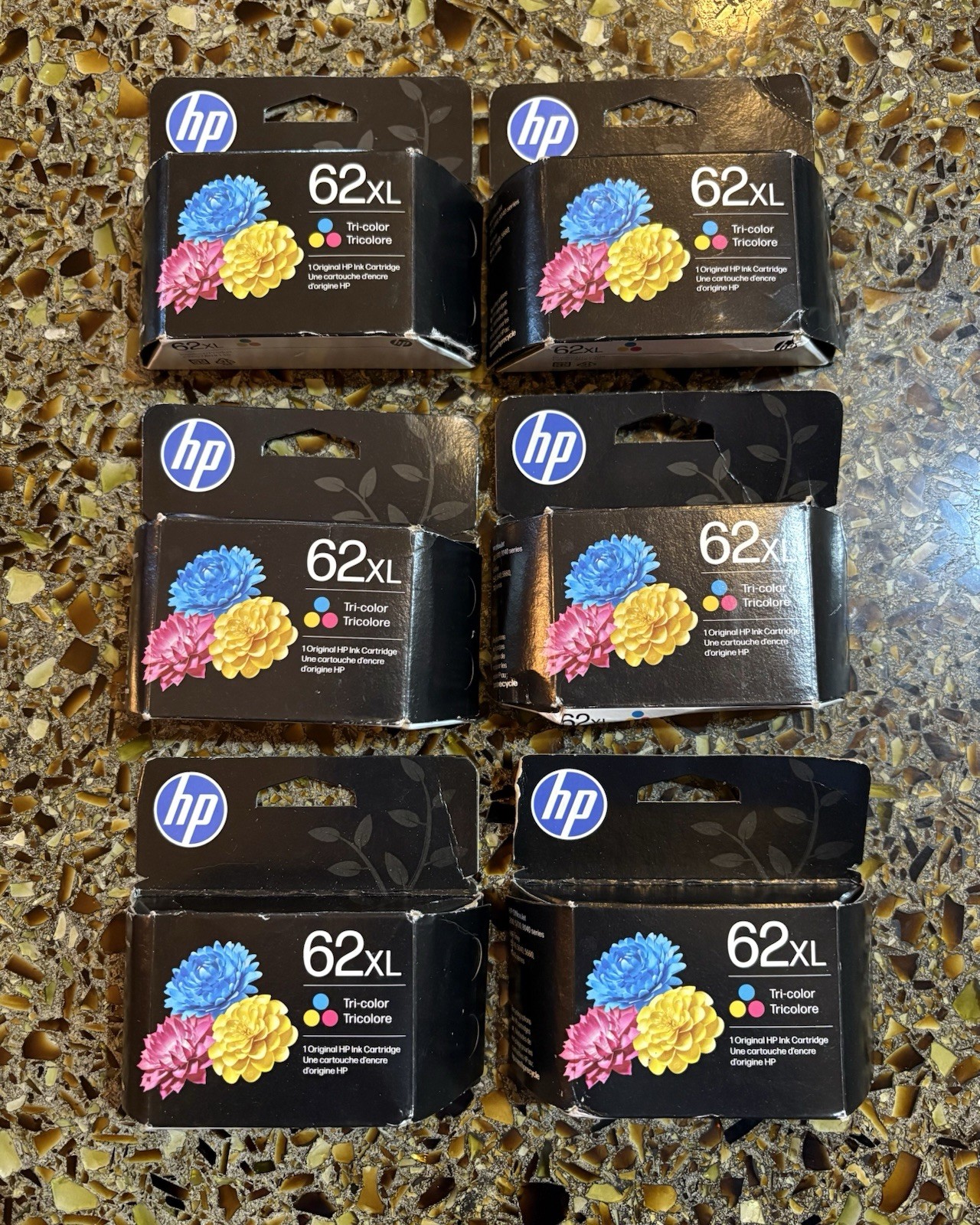 Lot Of 6 HP 62XL Tri-Color High-Yield Ink | Works with Envy Exp 11/27 NEW