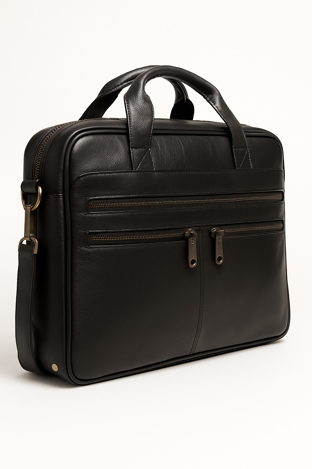 Black Leather Laptop Bag – Genuine Leather Office Briefcase & Travel Shoulder