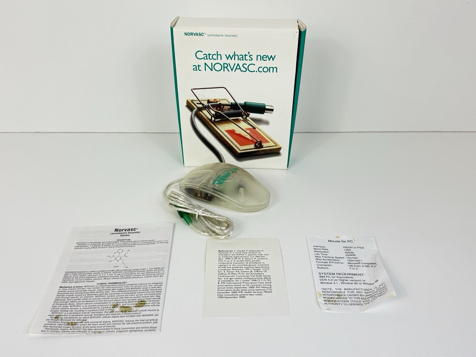 Vintage 2001 Pfizer NORVASC.com Promotional Computer Mouse BT-6523 New Box