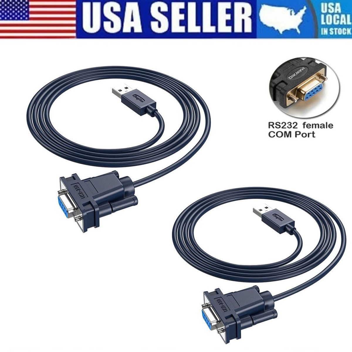 USB 2.0 to Female DB9 RS232 Serial Converter 9 Pin Adapter Cable for PDA Lot