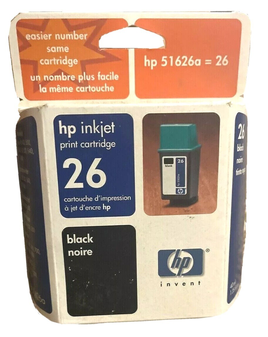 NEW Genuine HP 26 Inkjet Black Print Cartridges. Exp 3/03. *FAST Shipping