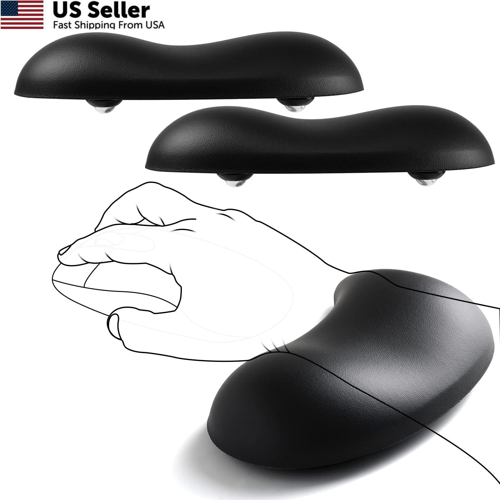 JIKIOU Ergonomic Gliding Palm Rests, Gel Mouse Wrist with 5.51*3.35in, Black
