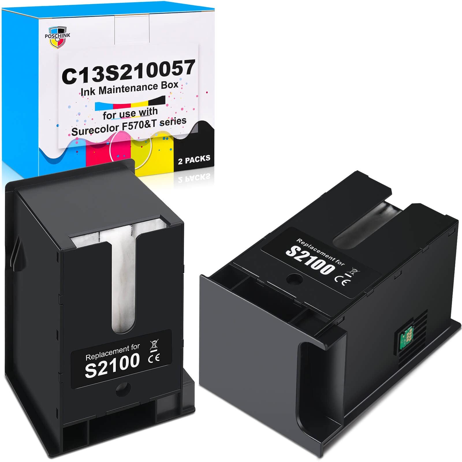 2 PCS F570 Maintenance Box Replacement Fits Surecolor SCF570 Pro T3170 Tank